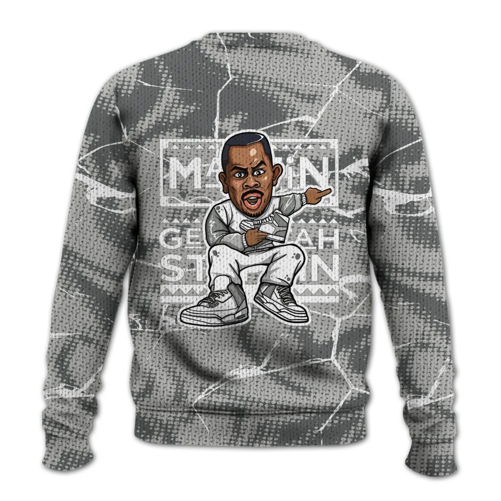 Knitted Sweater To Match Retro Wet Cement 4s - Get Tag Sneakers Steppin' Graphic Crack