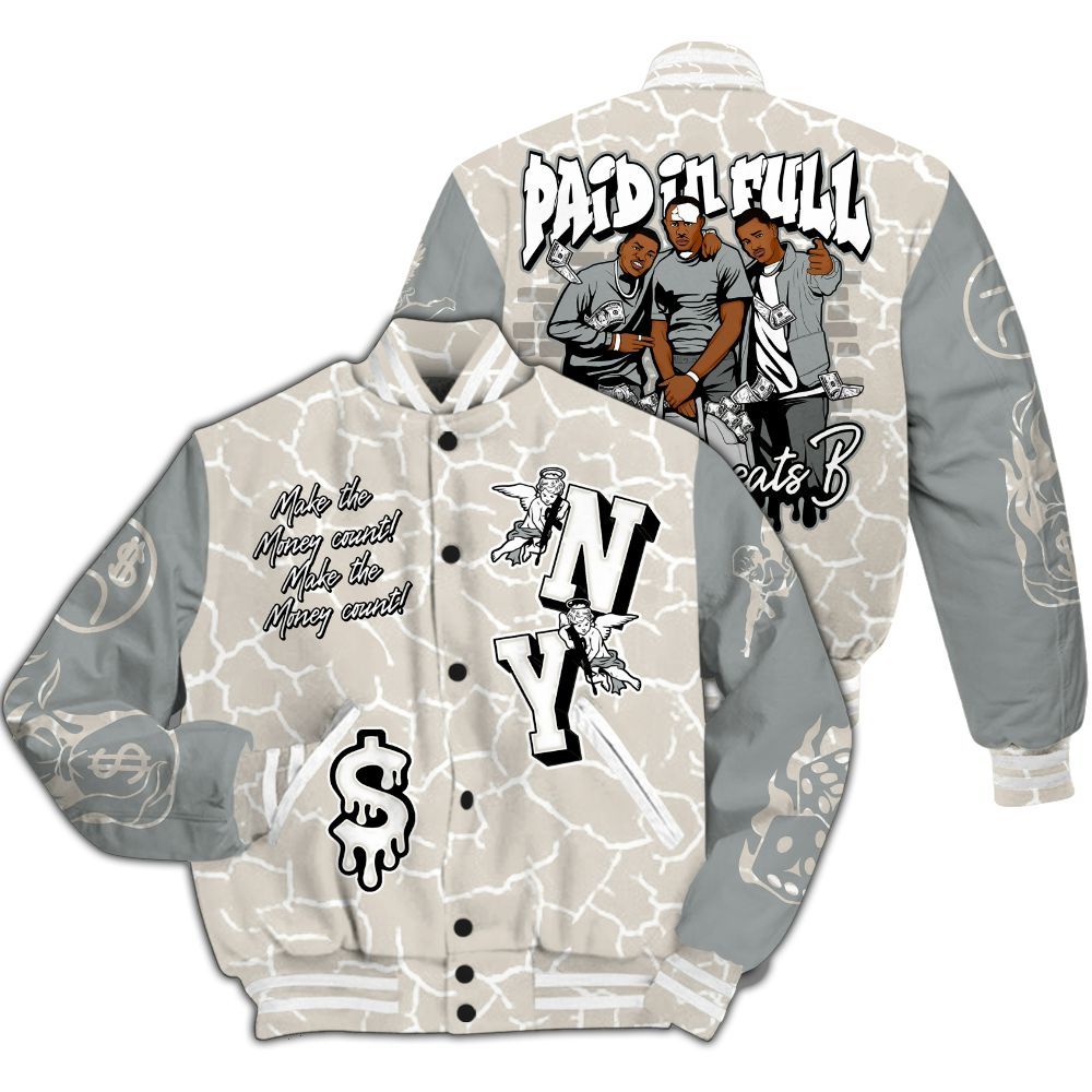 Varsity Jacket To Match Retro Pure Money 3s - Paid In Full Money All Over Print