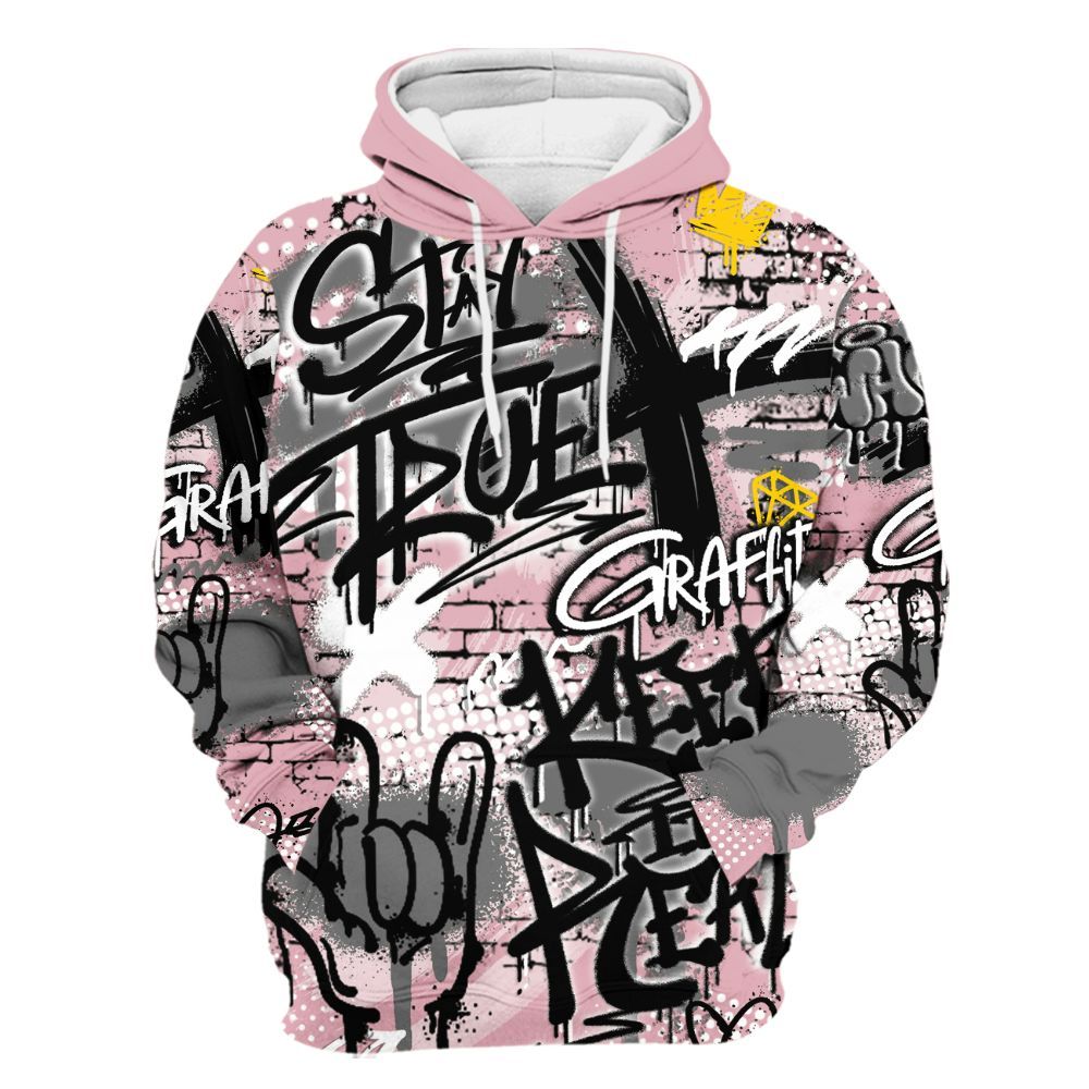 Hoodie To Match Air Max DN Pink Foam - True It Real Graffiti Streetwear All Over Print