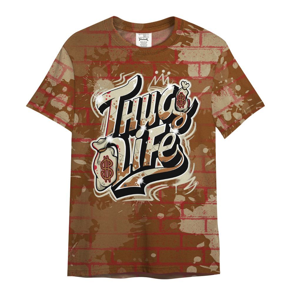 Shirt To Match Archaeo Brown 5s - Free Thug Living Graphic Brick Art All Over Print