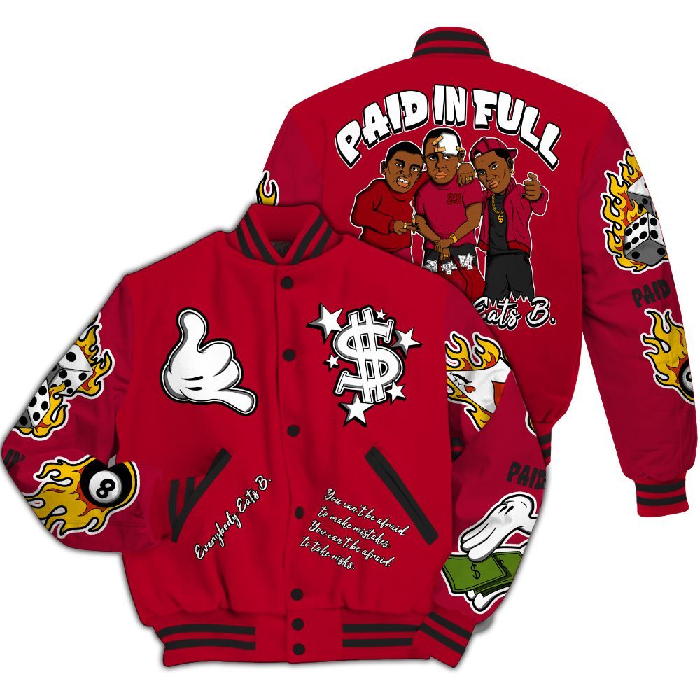 Varsity Jacket To Match Air Foamposite Pro Gym Red - Everybody Paid In Full Graphic All Over Print