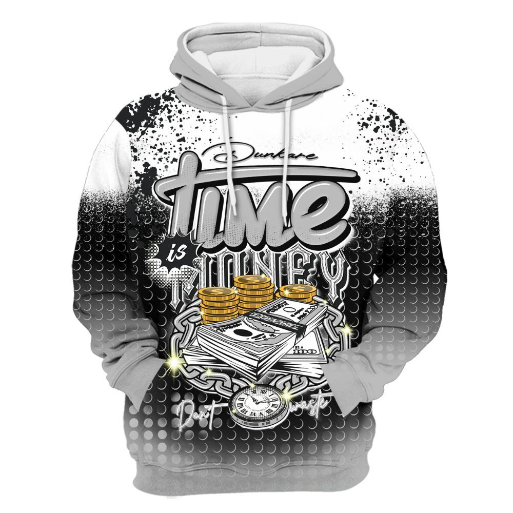 Hoodie To Match Low 85 Metallic Black 1s - Halftone Time Is Money All Over Print