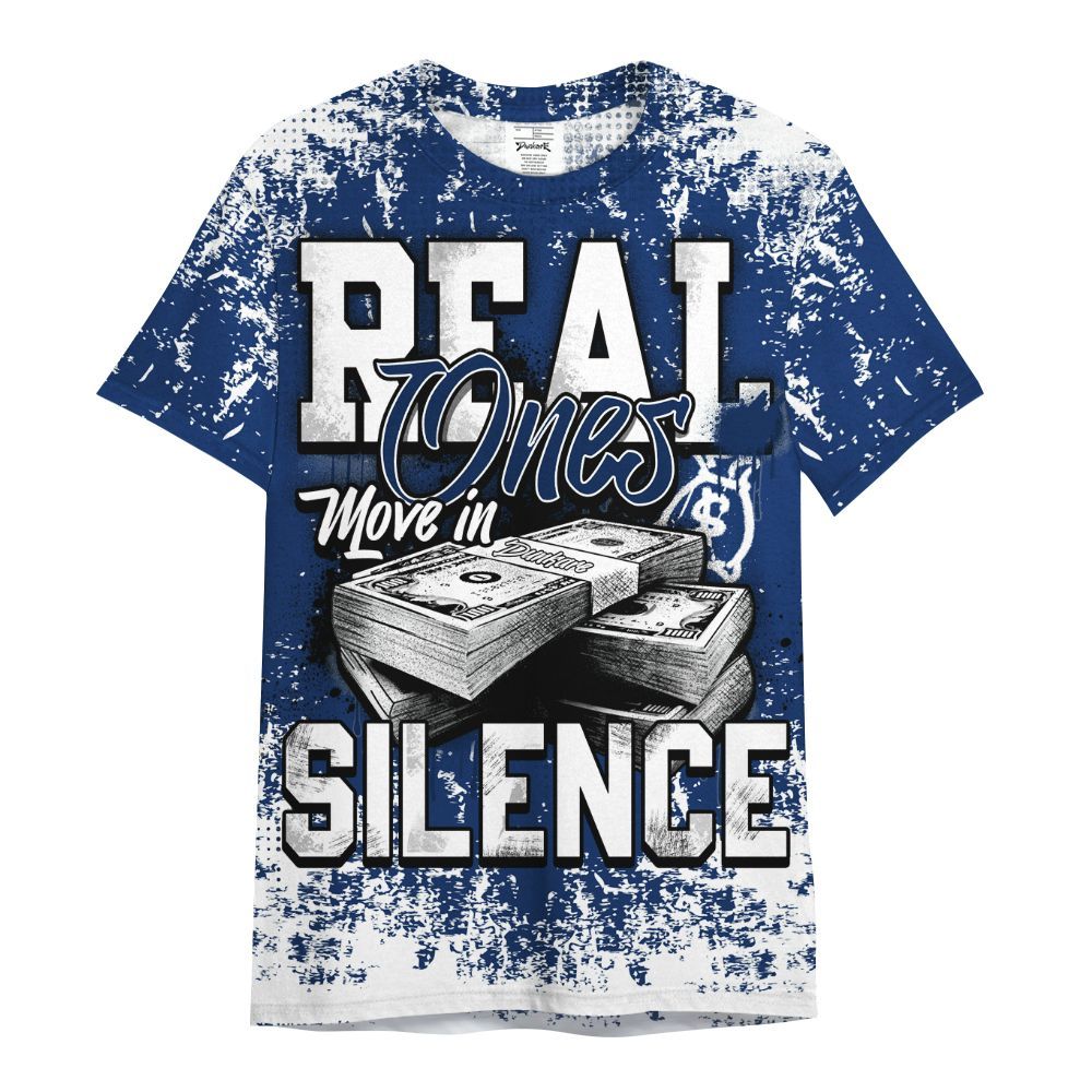 Shirt To Match High OG Deep Royal Blue 1s - Move In Silence Money Street Retro All Over Print