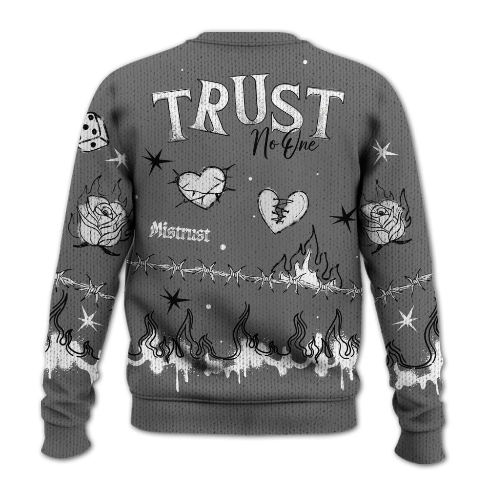 Knitted Sweater To Match Cool Grey 6s - Trust No One Snake-Bite Doodle Crayon