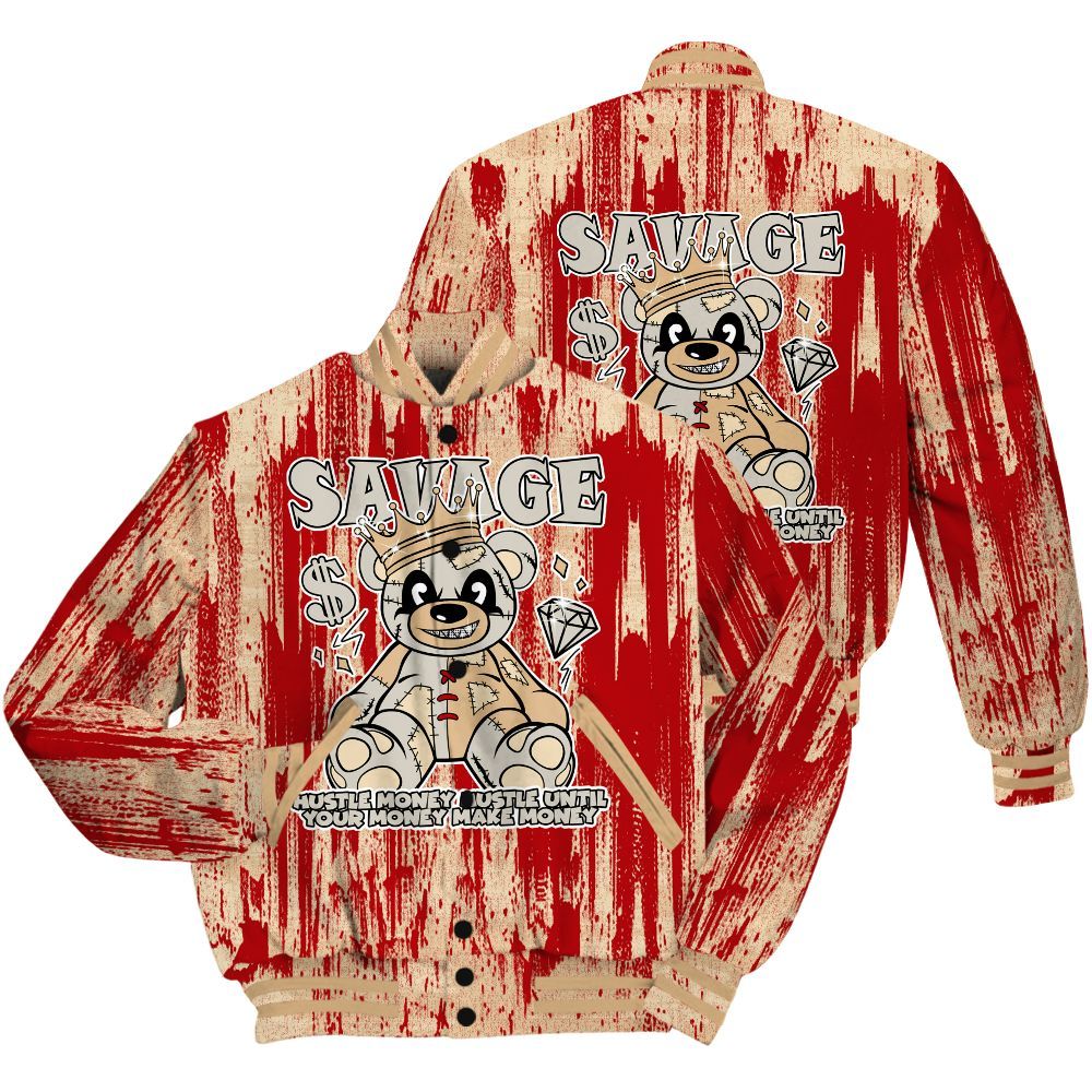 Varsity Jacket To Match Dunk Low Strawberry Waffle Shirt - Savages Bear Glitch Art All Over Print