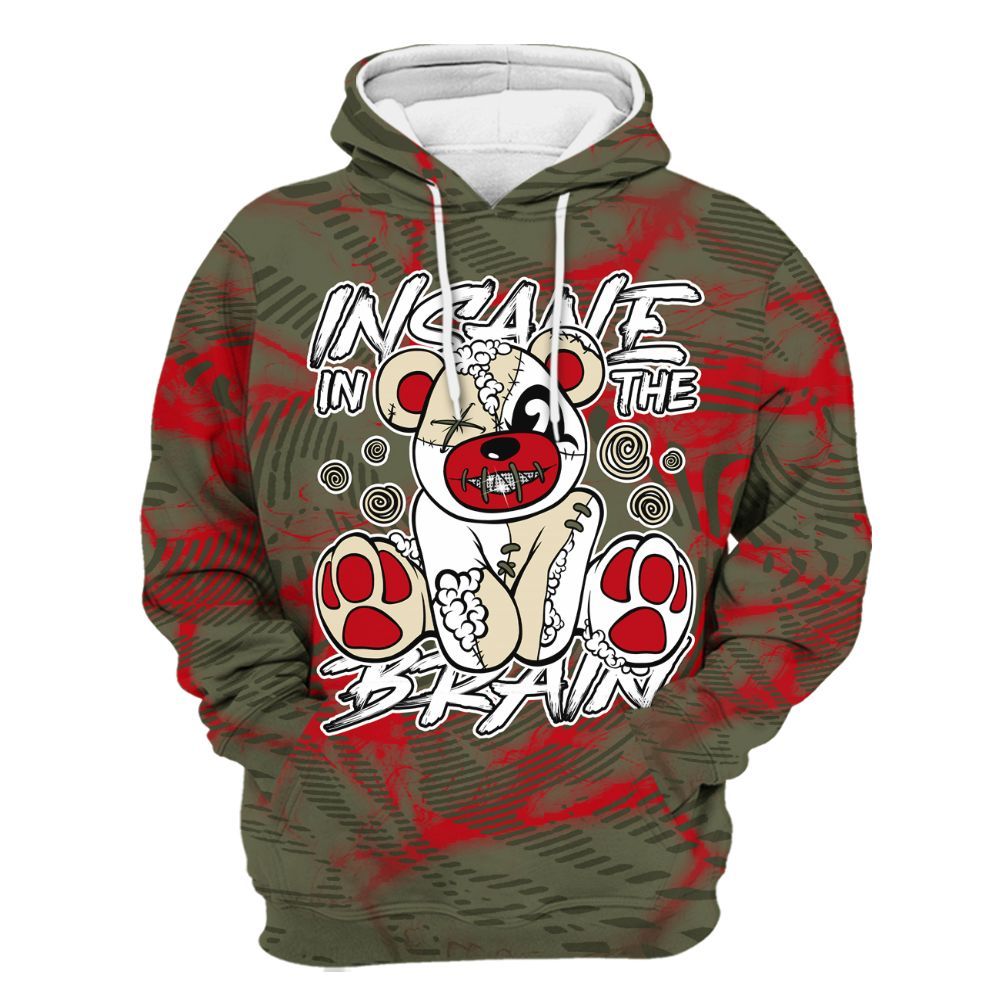 Hoodie To Match Travis Scott Low OG Medium Olive 1s - Insanes Bear Fume All Over Print