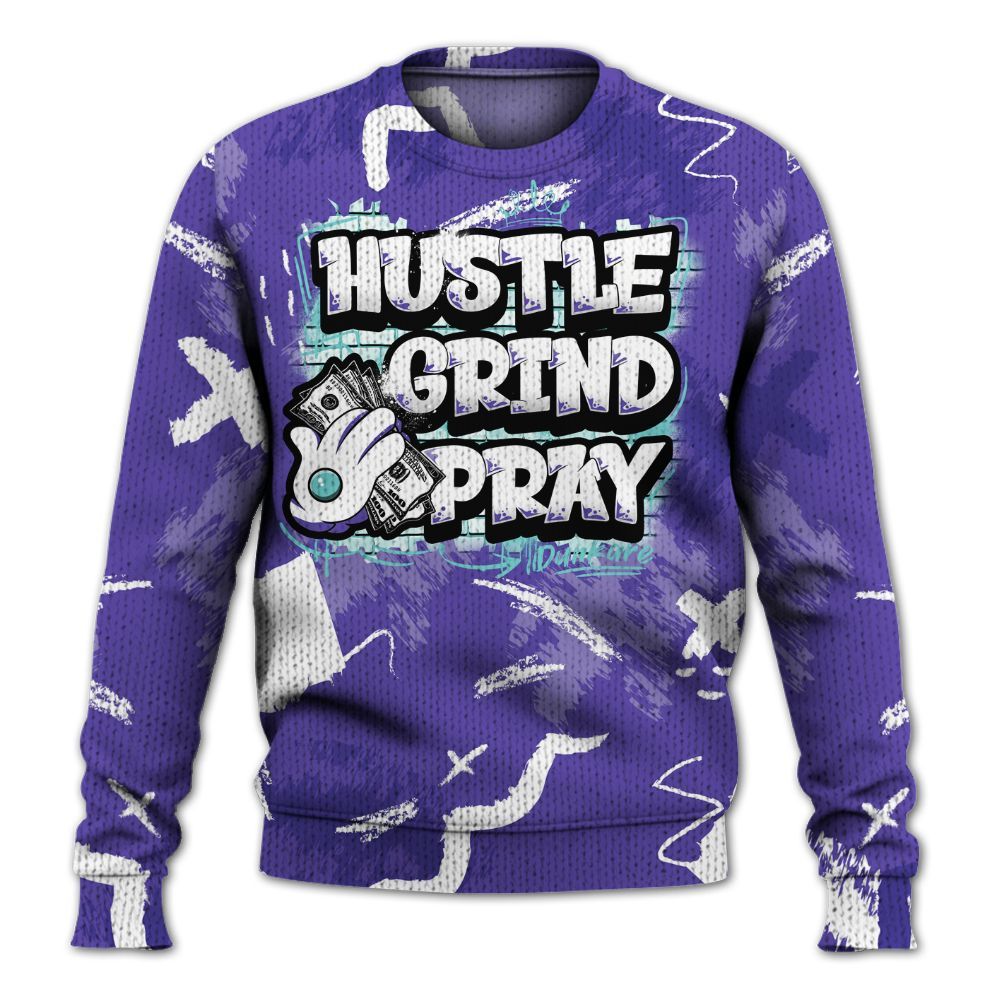 Knitted Sweater To Match Low Hornets 1s - Hustle Grind Pray Retro