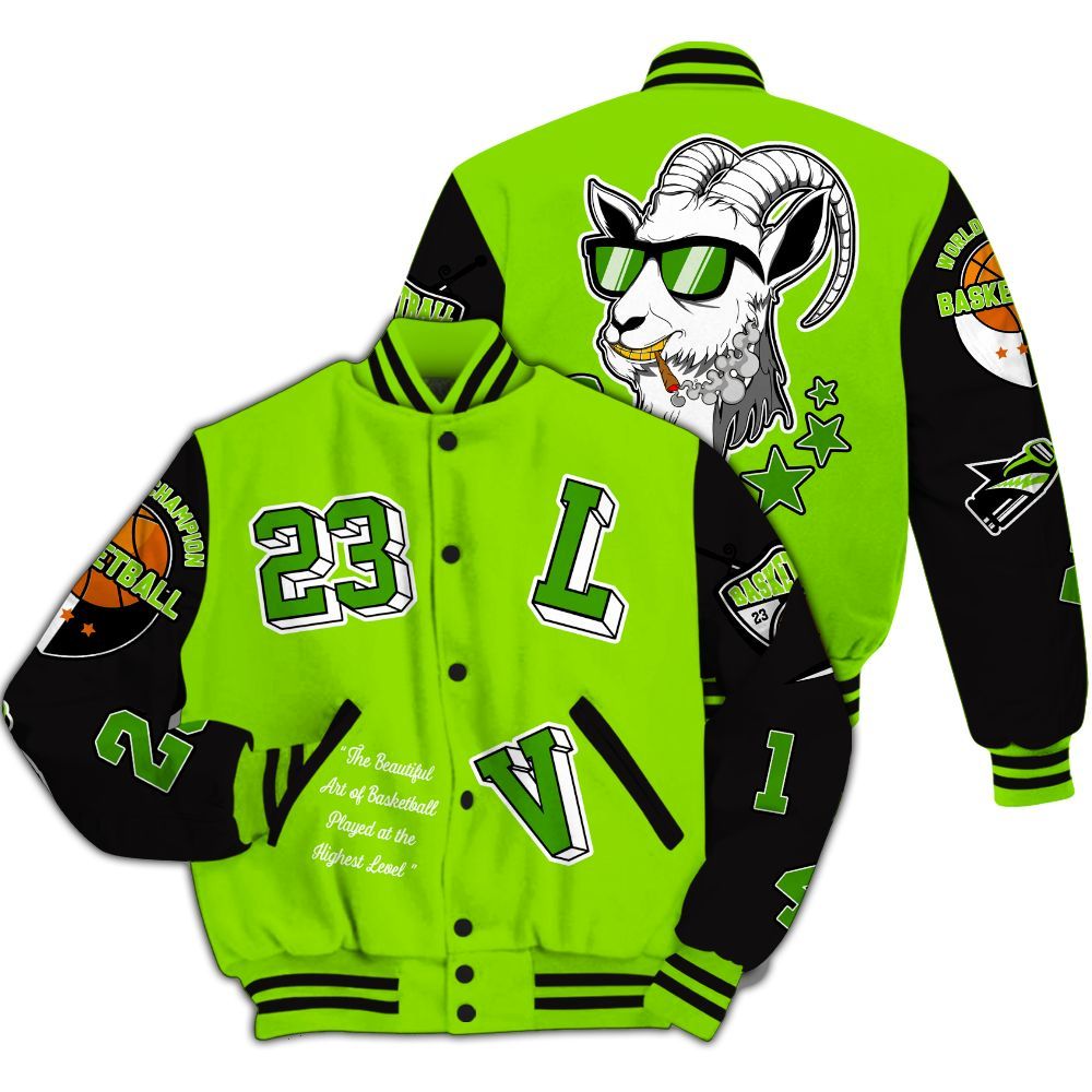 Varsity Jacket To Match Electric Green 6s - The GOAT Got Em Streetwear All Over Print