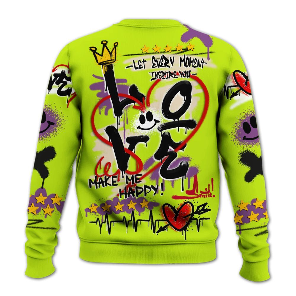 Sweatshirt To Match GS Black Barely Volt 11s - Happy Love Beats Graffiti Streetwear All Over Print