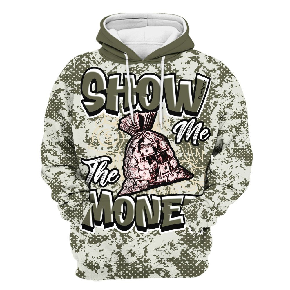Hoodie To Match Low OG Medium Olive 1s - Show Me The Money Retro All Over Print