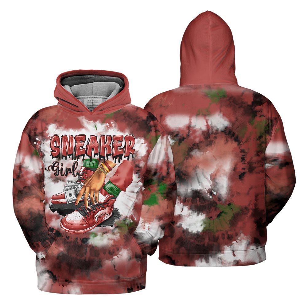 Hoodie To Match Dune Red 13s Hoodie, SNEAKER Girl Money Drip Tie Dye Hoodie Outfit 903 NCT
