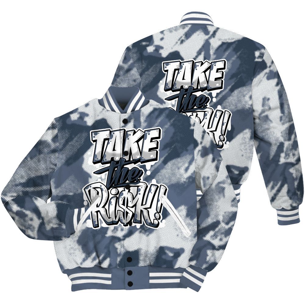 Varsity Jacket To Match Low Diffused Blue 11s Shirt - Take Risks Abstract All Over Print