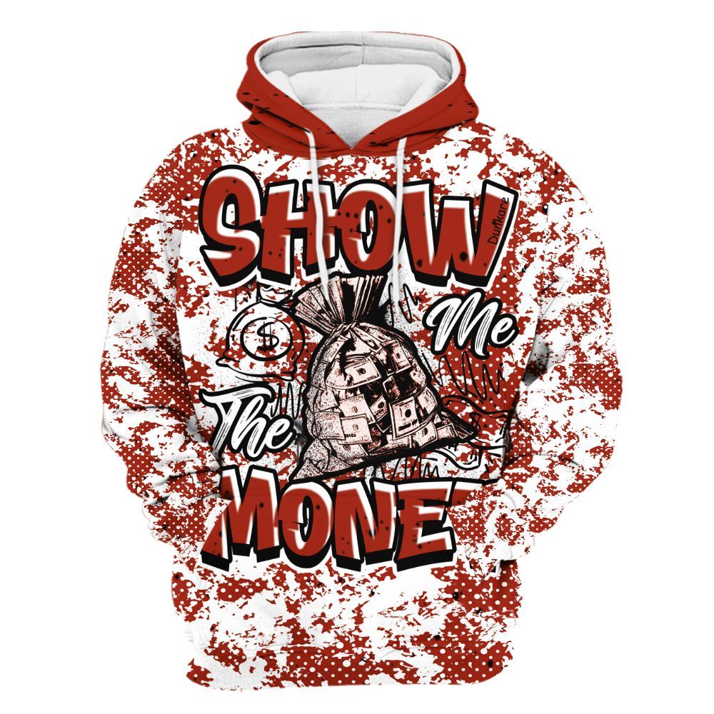 Hoodie To Match Red Cement 4s - Show Me The Money Retro All Over Print