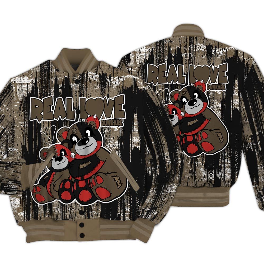 Varsity Jacket To Match Olive 9s - Sincere Fondness Bear Glitch Art Varsity Jacket Unisex