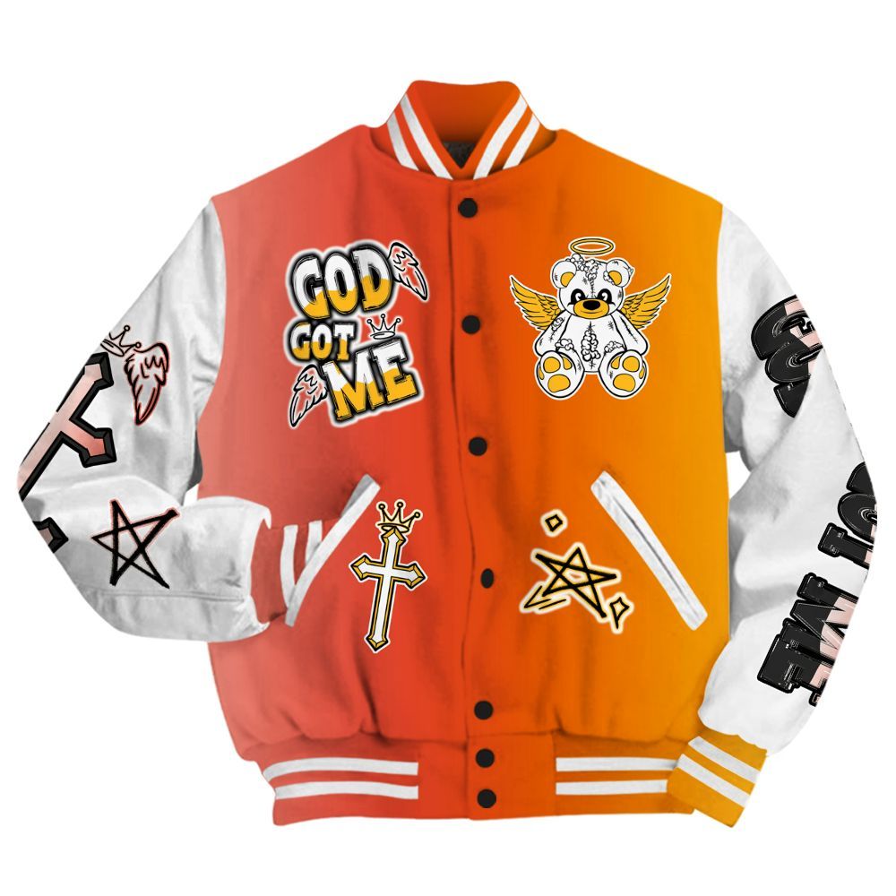 Varsity Jacket To Match Dunk High Candy Corn - Gods Guides Me Bear All Over Print