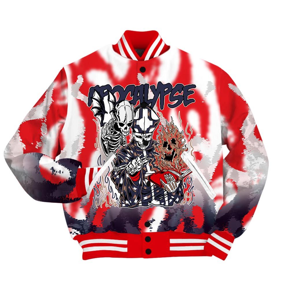 Varsity Jacket To Match Low OG Howard Bison 1s - Apocalypse Skeleton Burn Varsity Jacket Unisex