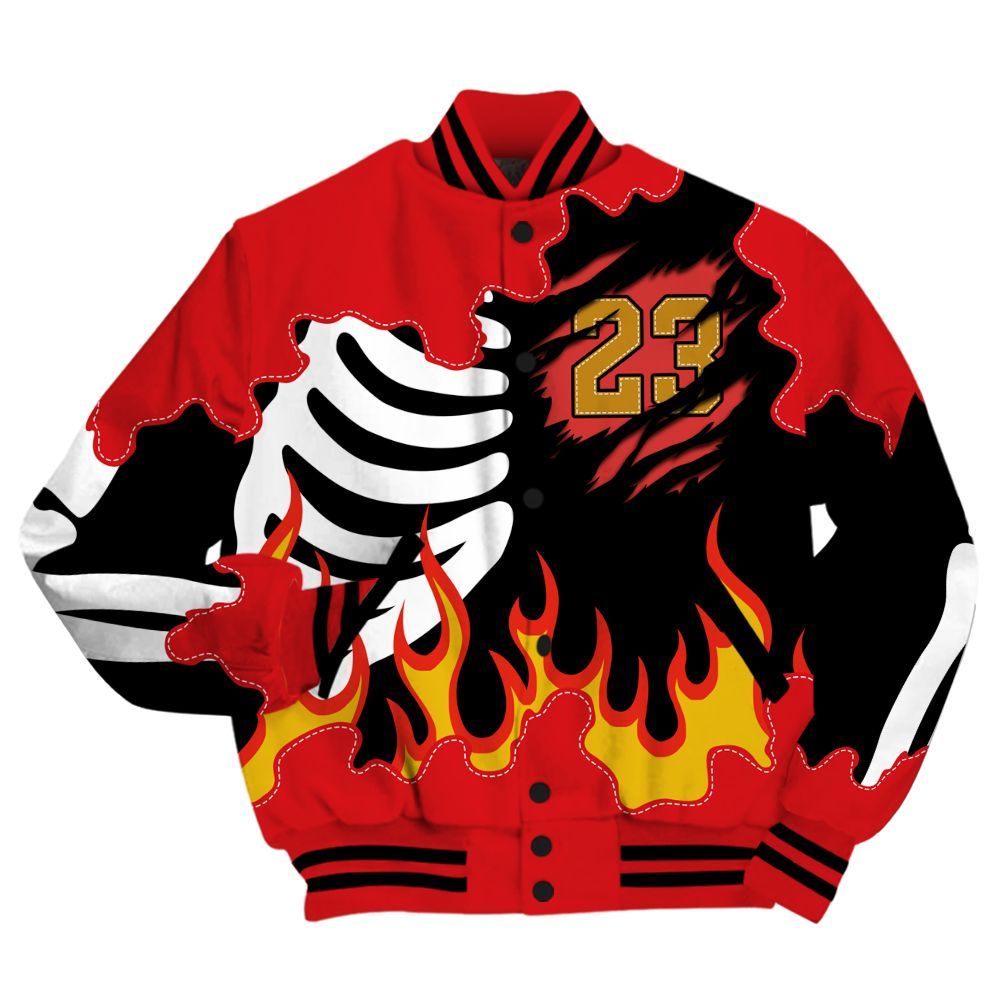 Varsity Jacket To Match Scoot Zeros Retro Portland - Burning Skeleton 23 G.O.A.T All Over Print