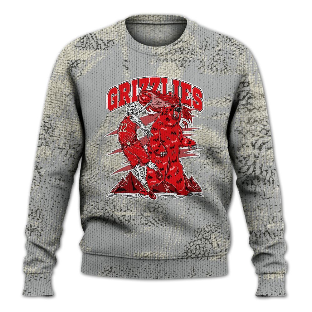 Knitted Sweater To Match Cement Grey 3s - Grizzly Bear Skeleton Brown Sugar
