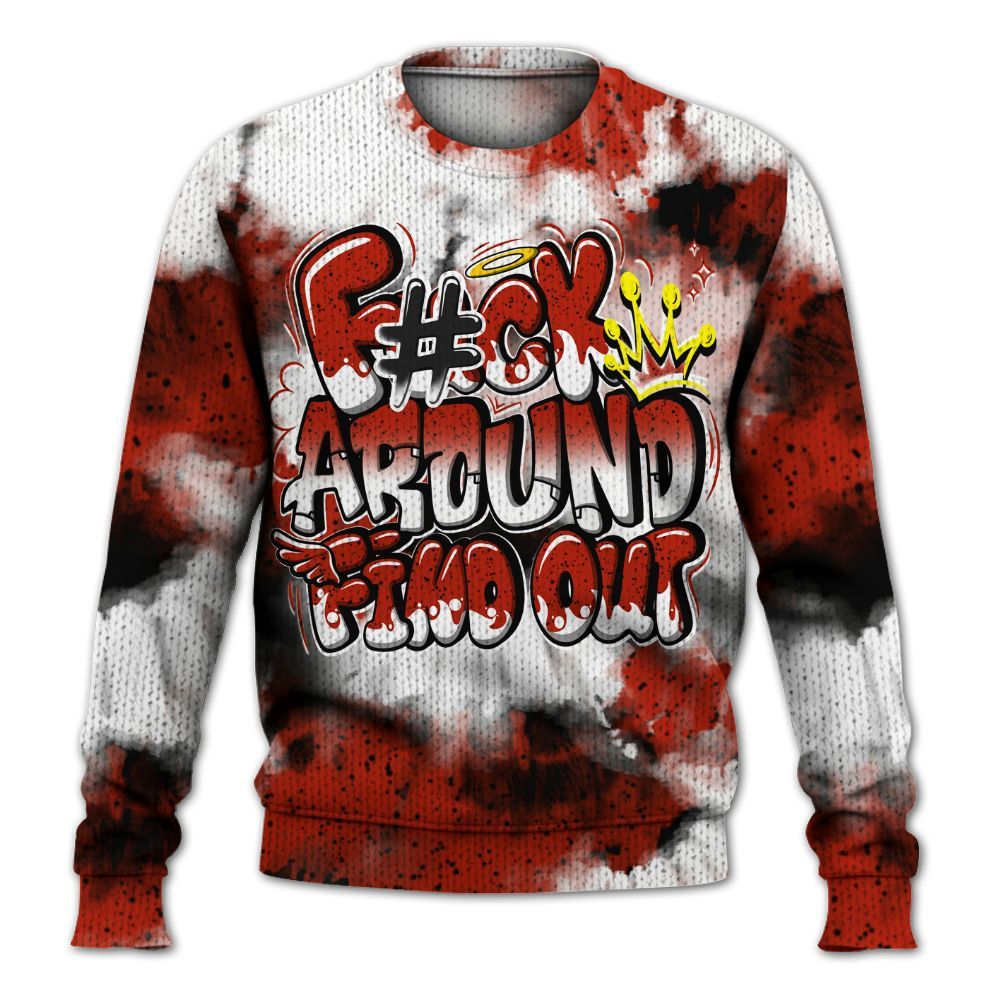 Knitted Sweater To Match Red Cement 4s - Tie Dye FK Around Find Out