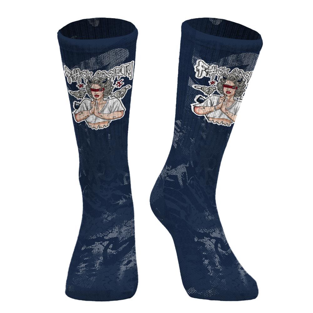 Sock To Match White Midnight Navy 6s - F#ck Xociety
