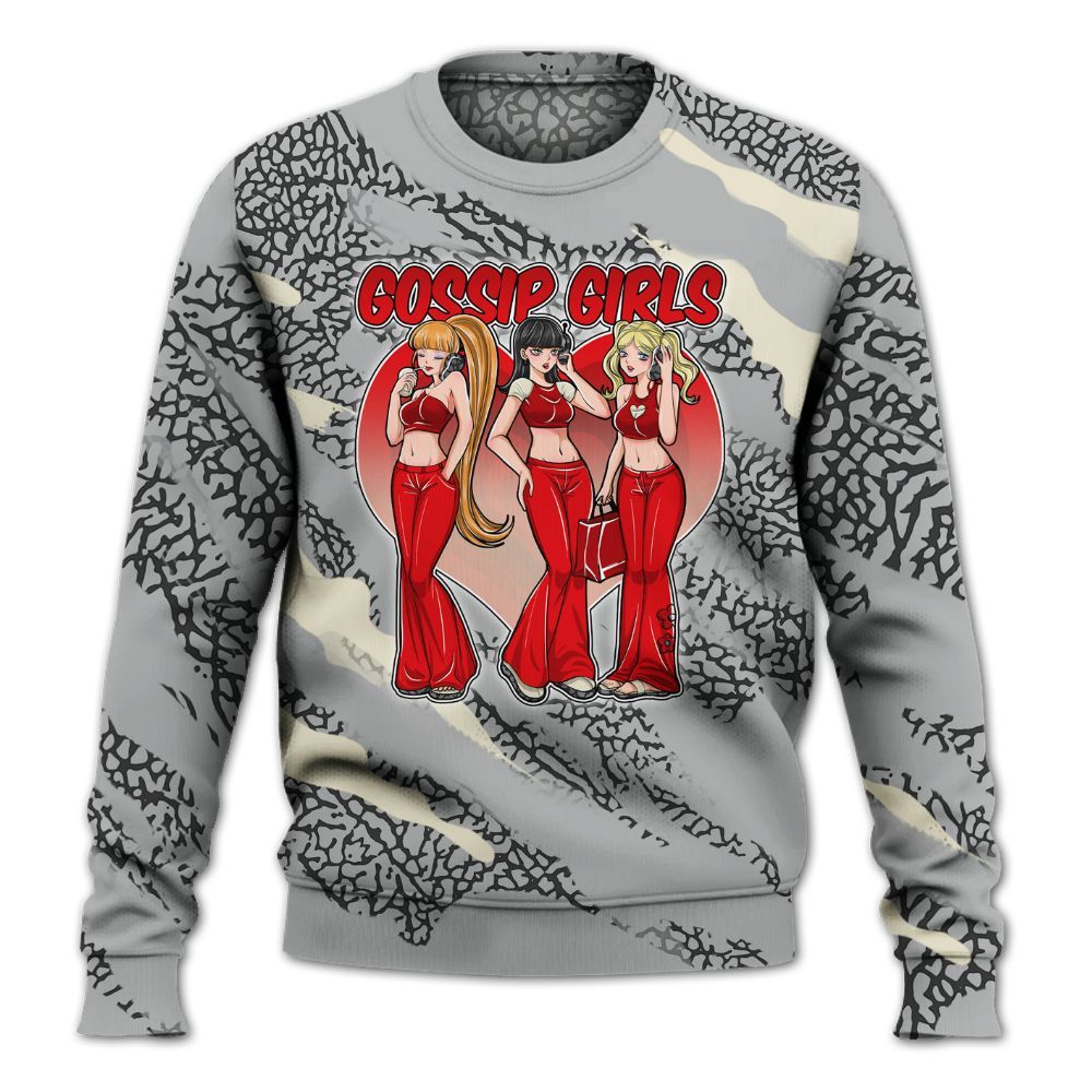Sweatshirt To Match Cement Grey 3s - Gossip'Girls All Over Print