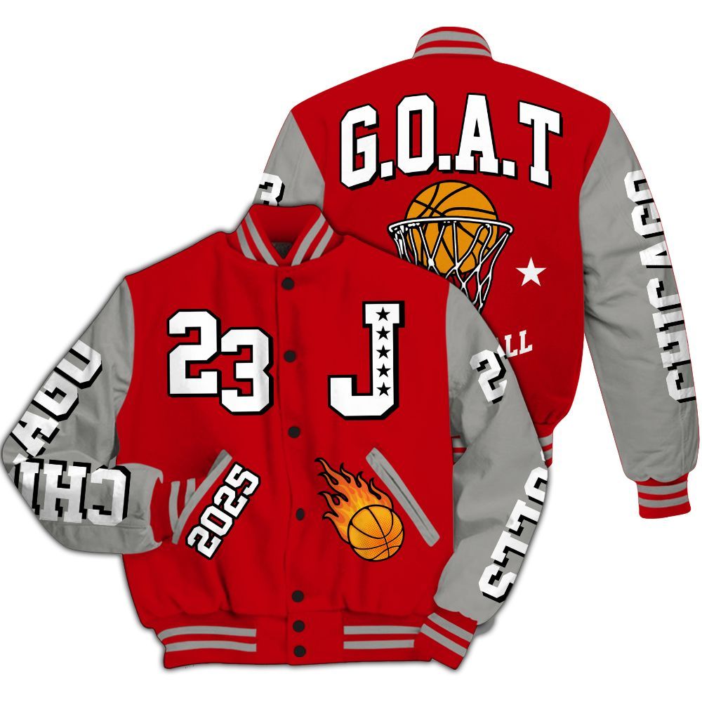 Varsity Jacket To Match Air Griffey Max Gray Reds 1s - Chicago 23 Basketball All Over Print