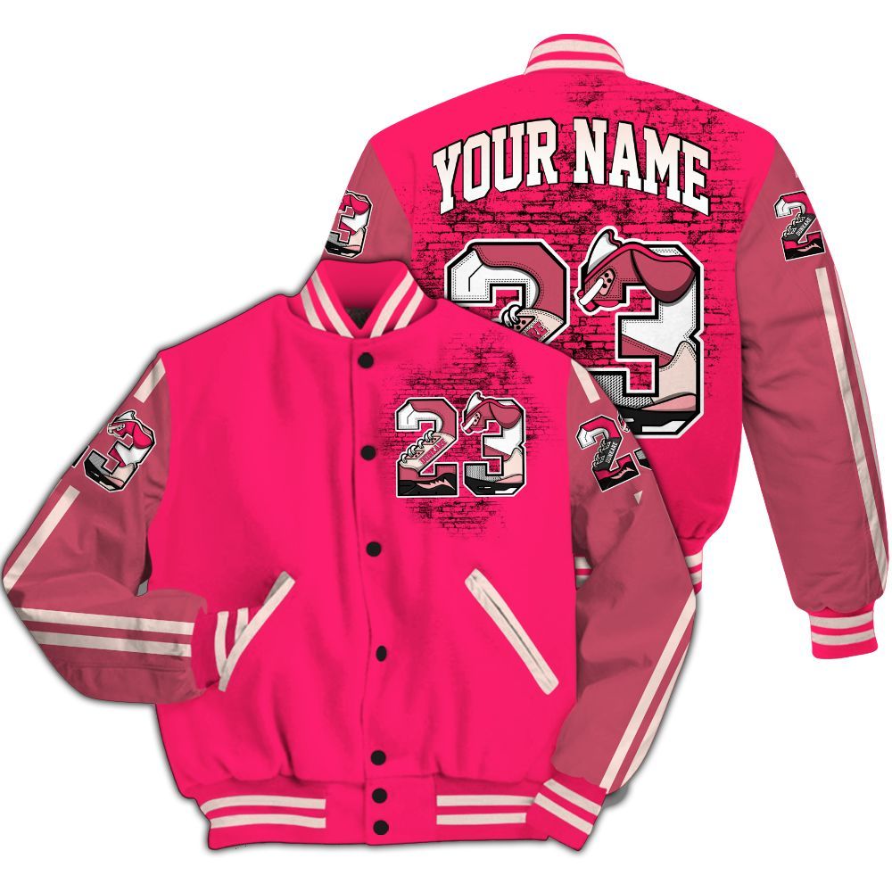 Varsity Jacket To Match A'One Hyper Pink Shirt, Custom Name Number 23 5s All Over Print