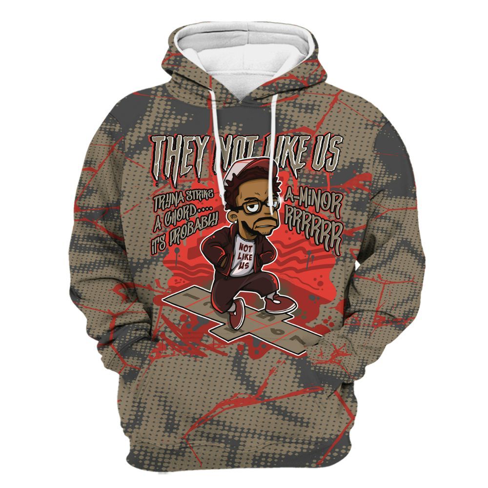 Hoodie To Match Olive 9s - Hopscotch Dislike Us Graphic Crack All Over Print