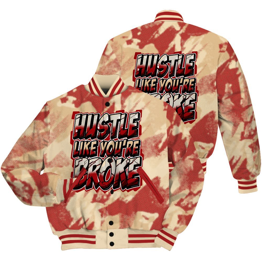Varsity Jacket To Match Dunk Low Strawberry Waffle Shirt - Hustles Like Broke Abstract All Over Print