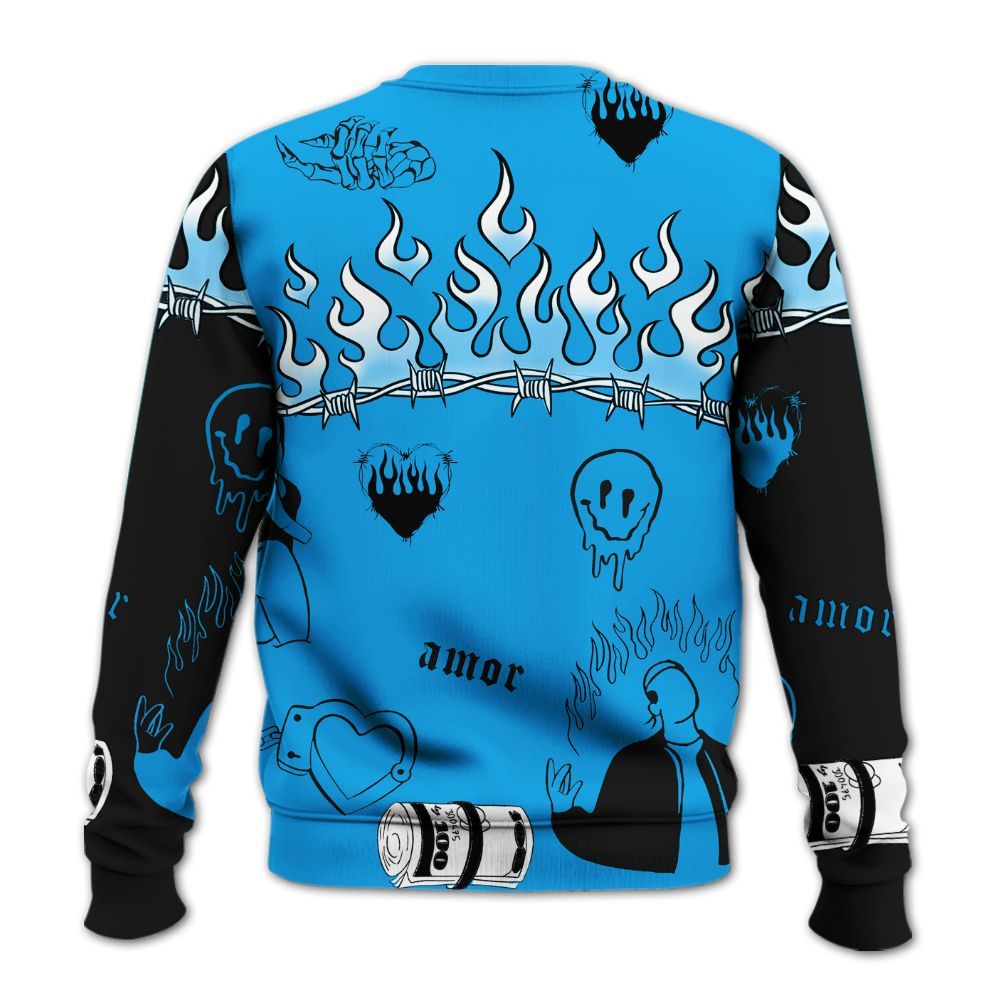 Sweatshirt To Match Black University Blue 2022 13s - Snake Trust No One All Over Print