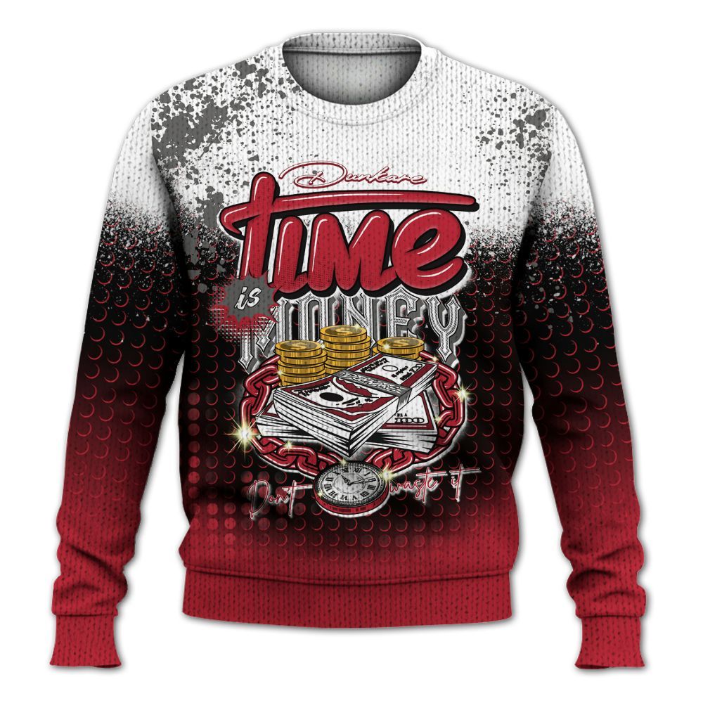 Knitted Sweater To Match Red Flint 13s - Halftone Time Is Money