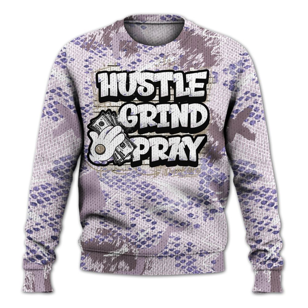 Knitted Sweater To Match Air Force 1 Low Purple Snake - Hustle Grind Pray Retro
