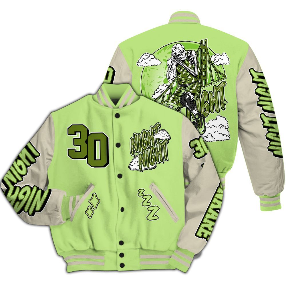 Varsity Jacket To Match Air Max Stussy Action Green - Seeya Skeleton All Over Print