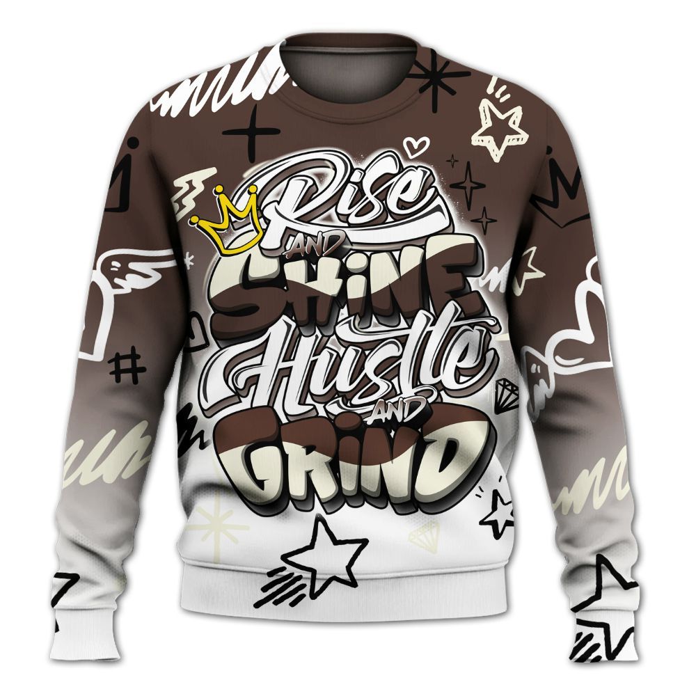 Sweatshirt To Match SoleFly Cafecito 12s - Rise Shine Hustle Grind All Over Print