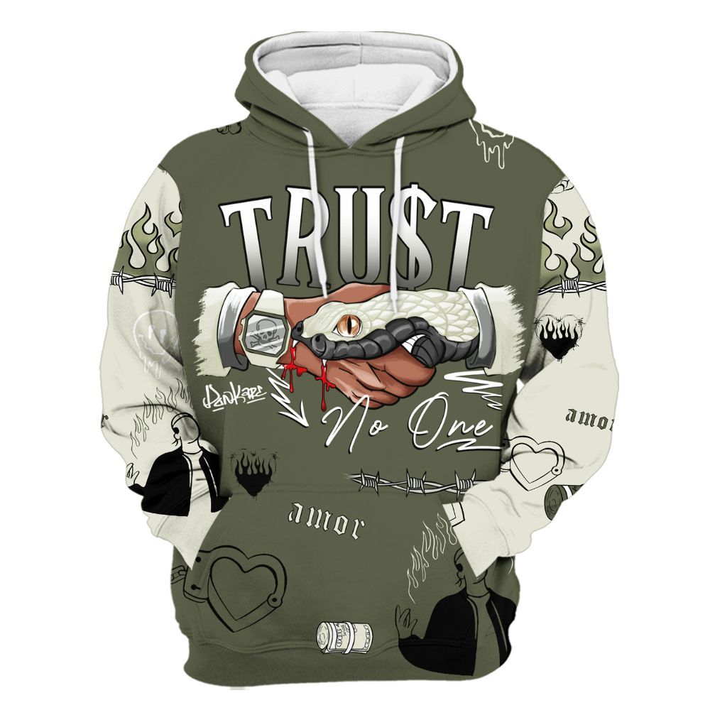 Hoodie To Match Low OG Medium Olive 1s - Snake Trust No One All Over Print
