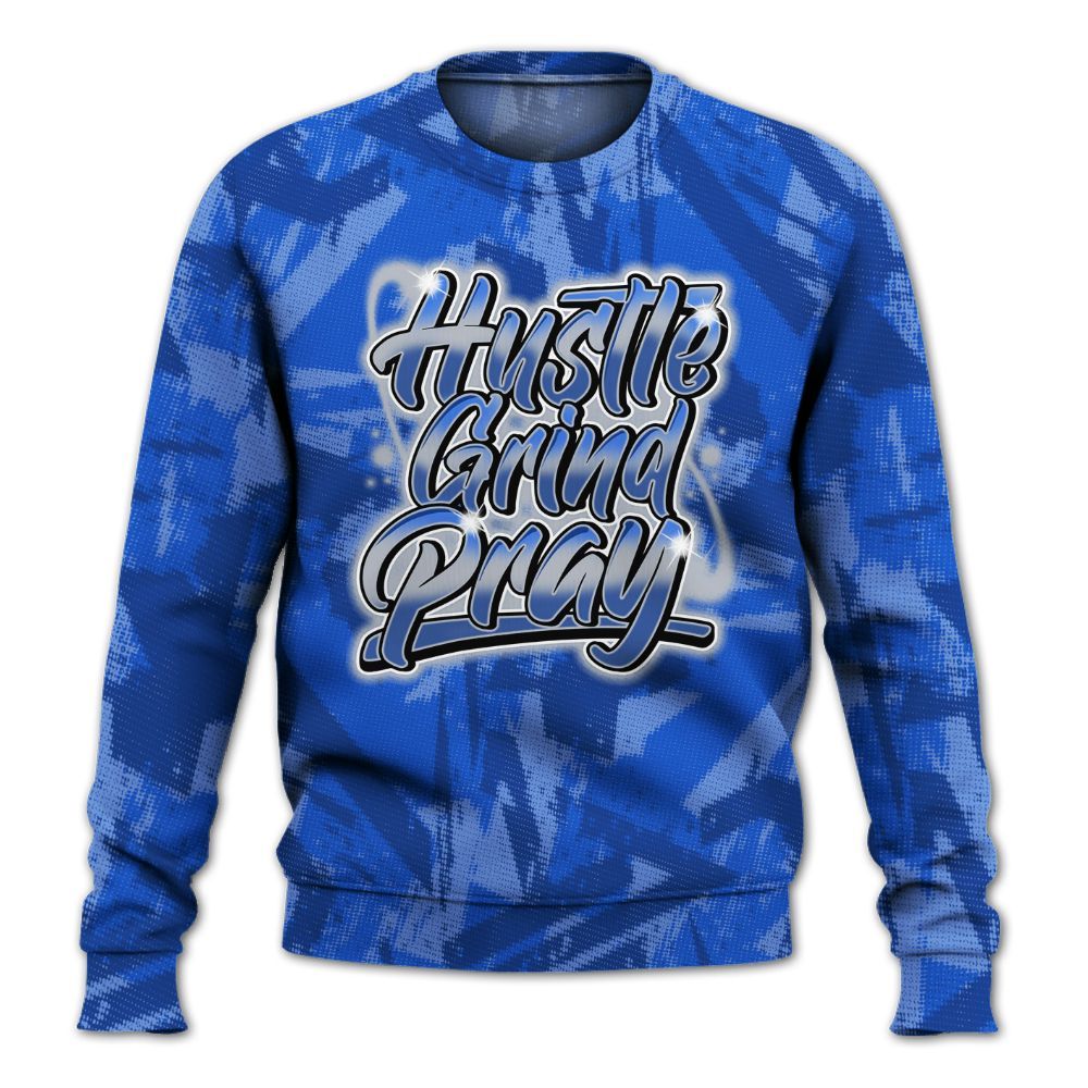 Sweatshirt To Match Air Foamposite One Royal - Hustles And Prayer Graphic Halftone All Over Print