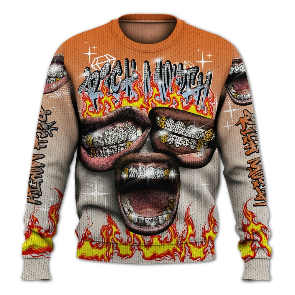 Knitted Sweater To Match SE Craft 5s - Rich Mouth Fire Rap Retro 90s