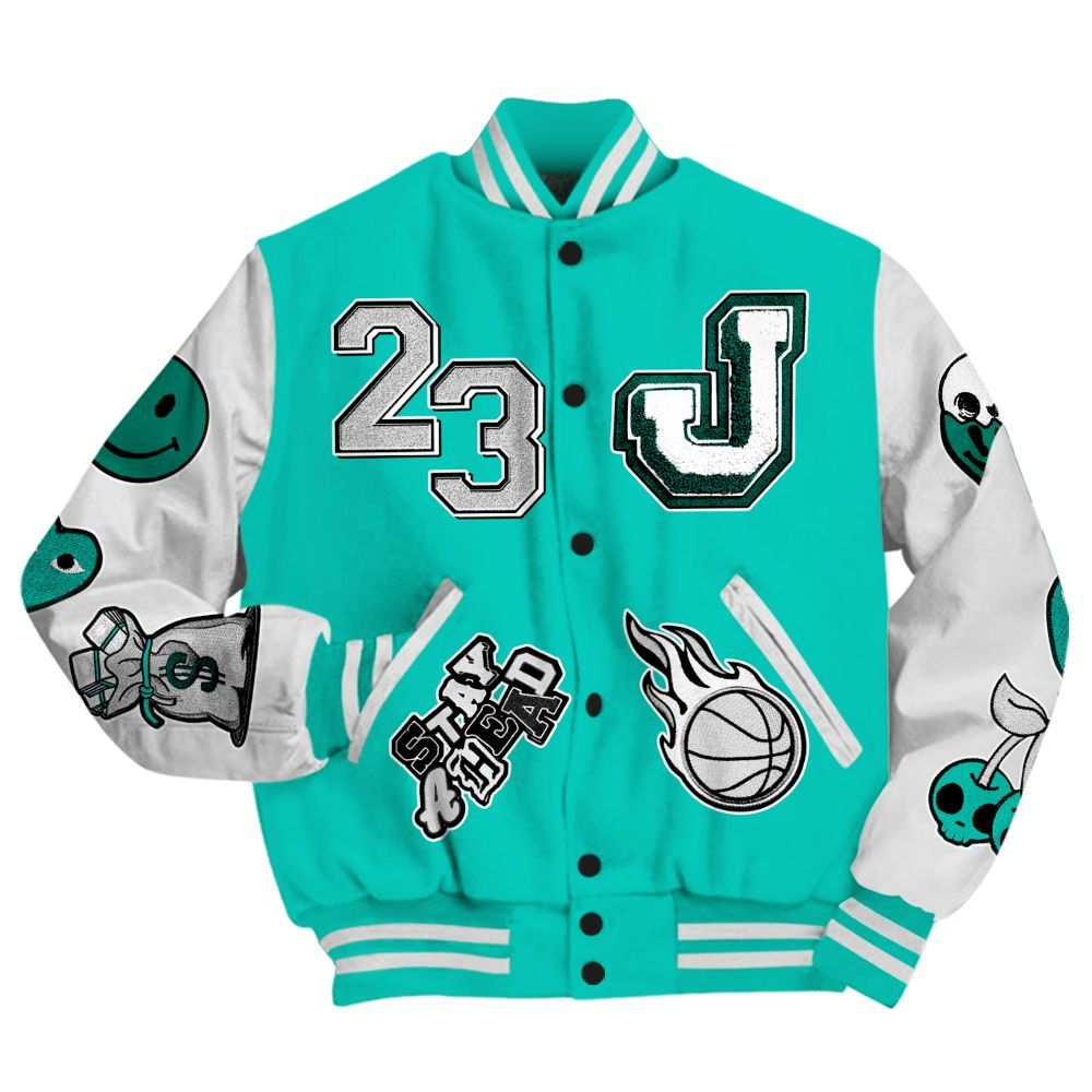 Varsity Jacket To Match Dunk Low Clear Jade - Hustles Money Number 23 All Over Print