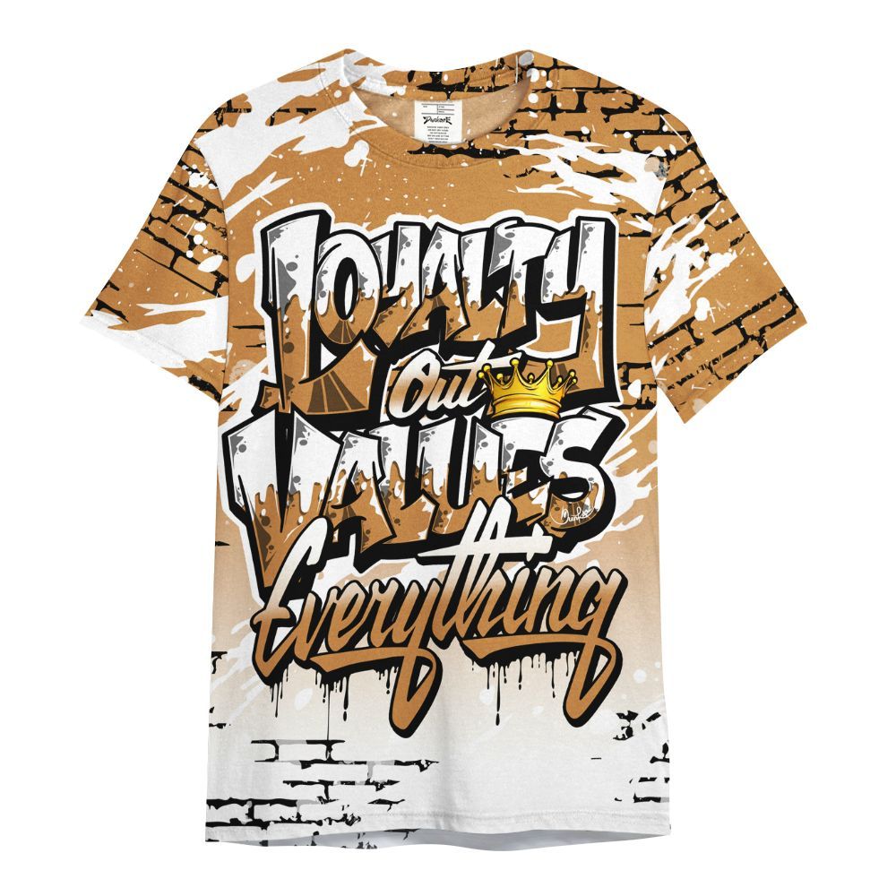 Shirt To Match Dunk Low Nature Wheat Suede - Values Of Loyalty Drip All Over Print