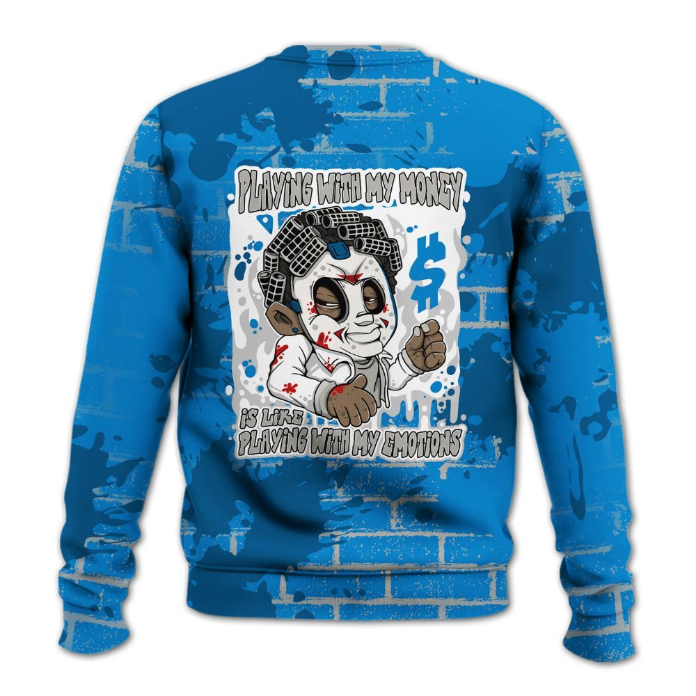 Sweatshirt To Match Military Blue 4s - Playing With My Money Graphic Halloween All Over Print