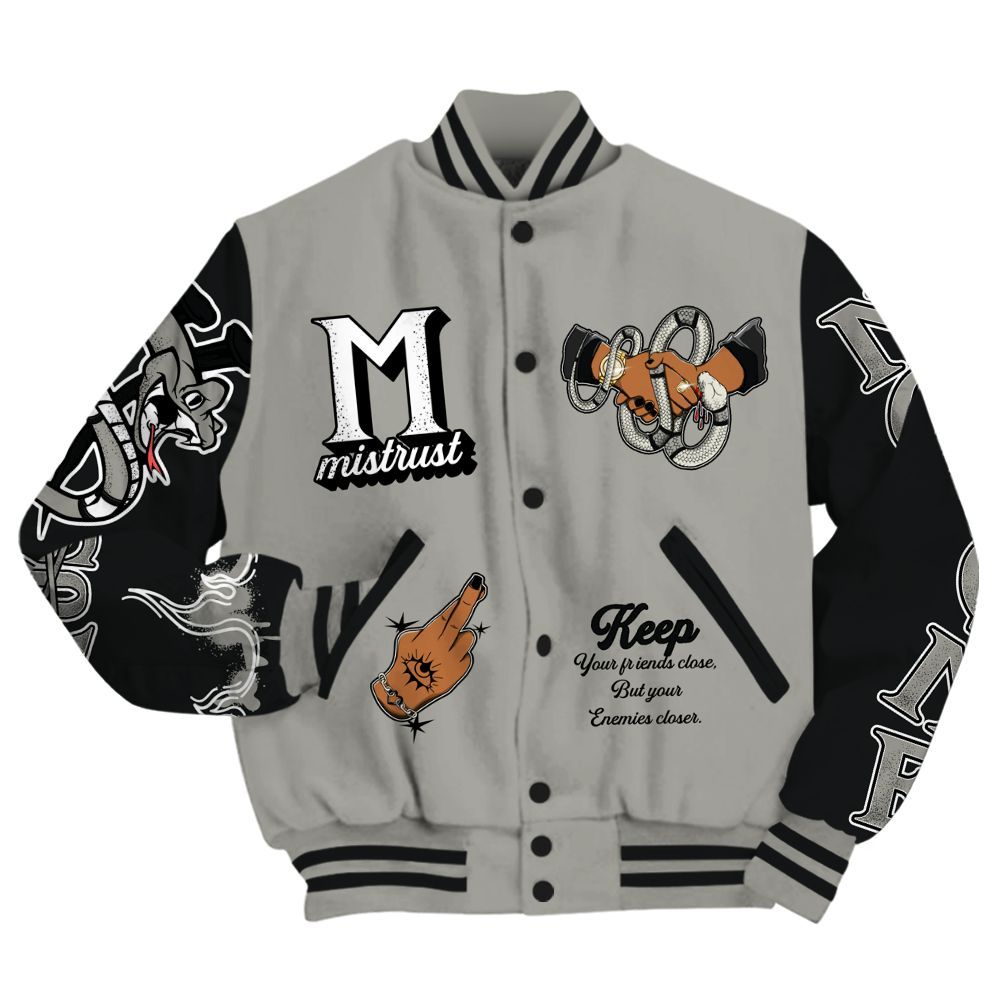Varsity Jacket To Match High Satin Shadow 1s - Trust No One Snake-Bite Street Style All Over Print