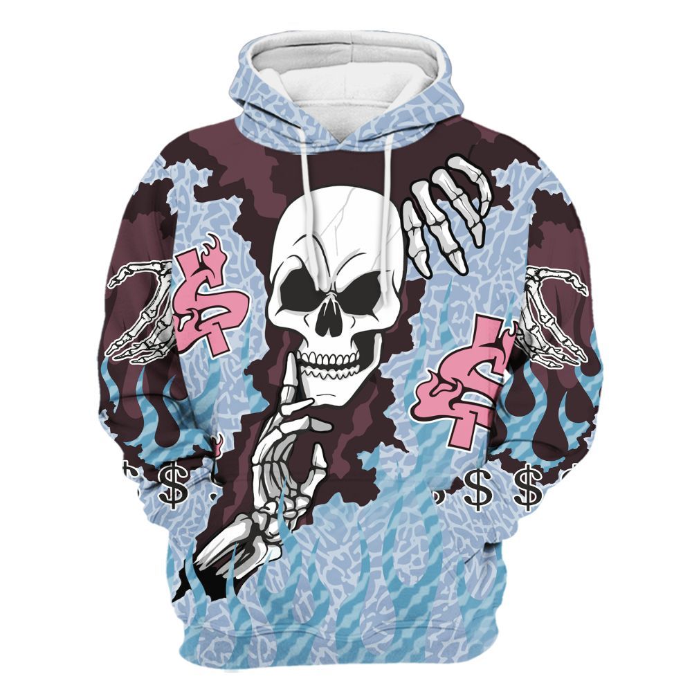 Hoodie To Match Denim Pink Glow 3s - Ones Move In Silence Graphic Trapped All Over Print