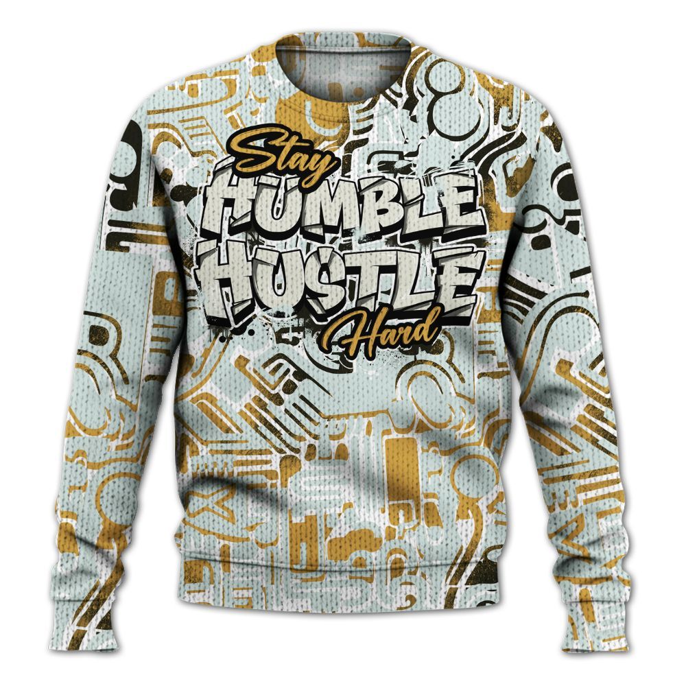 Knitted Sweater To Match Pure Platinum 4s - Humble Hustle Doodle Retro