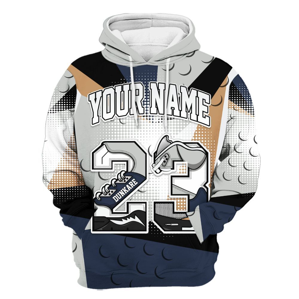 Hoodie To Match Low Navy Grey Gum 1s - Custom Name 23 5s All Over Print