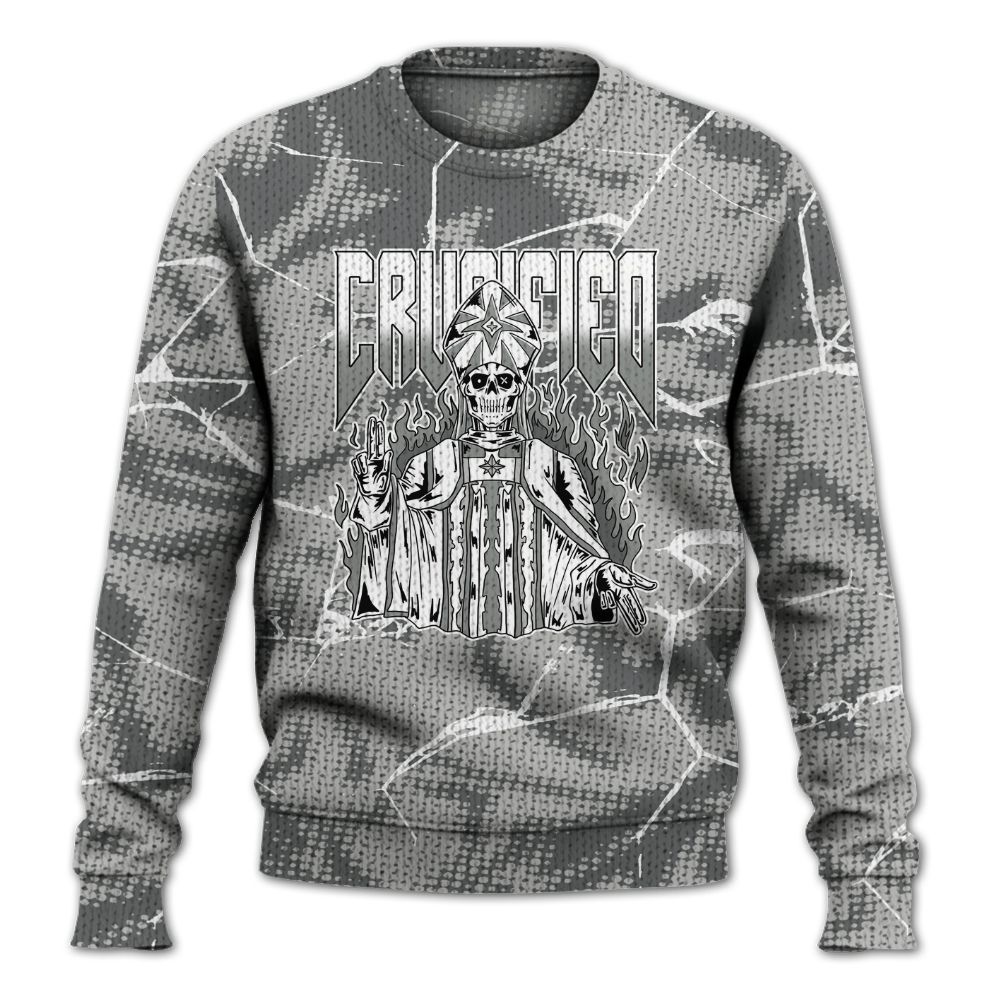 Knitted Sweater To Match Retro Wet Cement 4s - Crucified Skeleton Crack