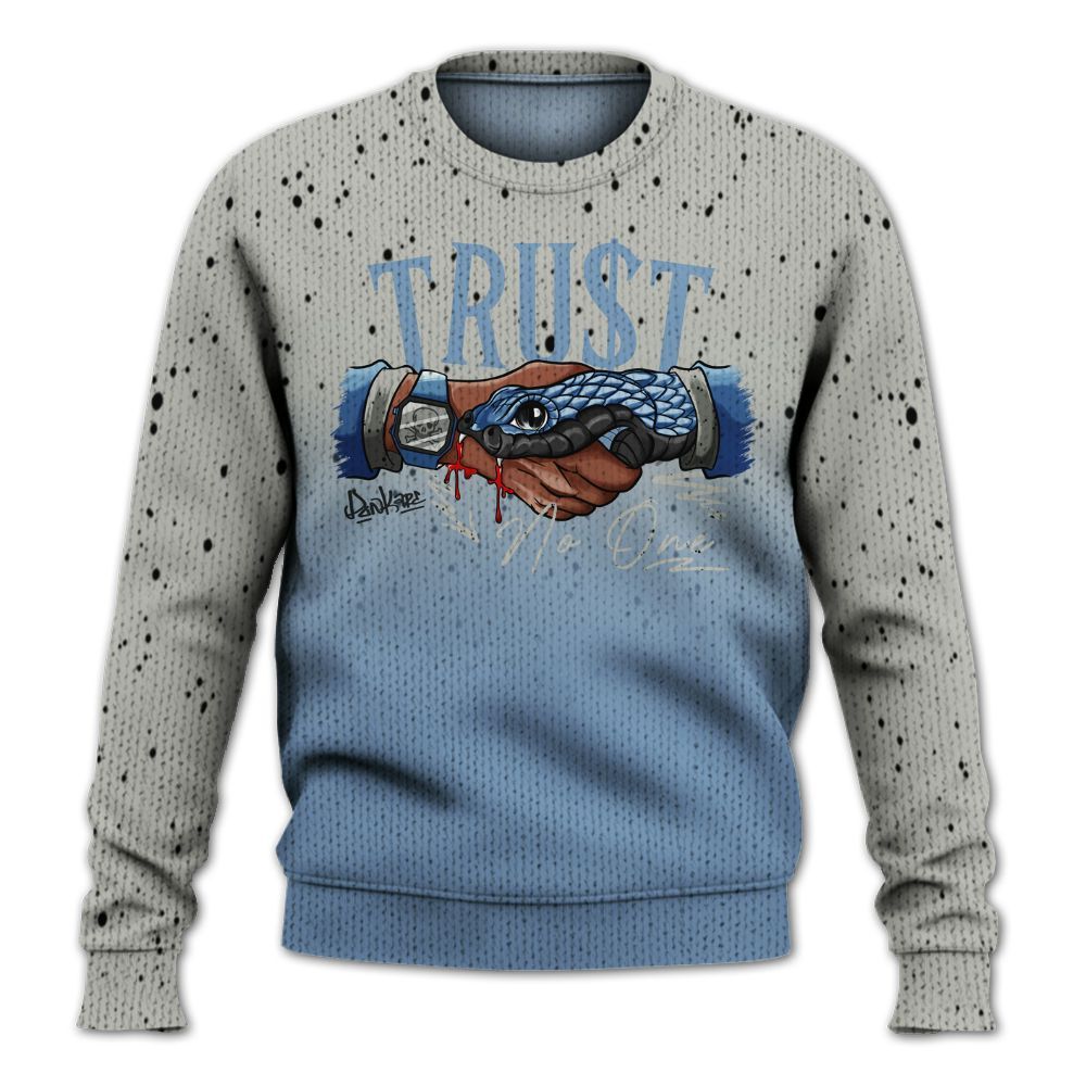Knitted Sweater To Match University Blue 4s - Snake Trust No One Drip