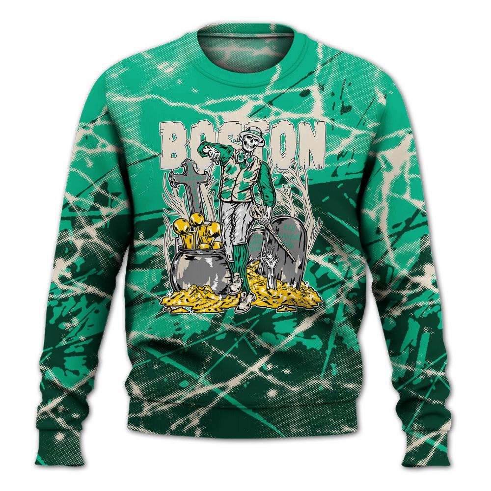 Sweatshirt To Match Oxidized Green 4s - Goldrush Skeleton Profound All Over Print
