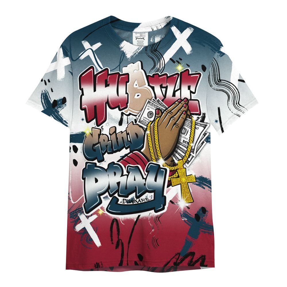 Shirt To Match Mid Multi Color 2022 1s - Money Hustle Grind Pray All Over Print