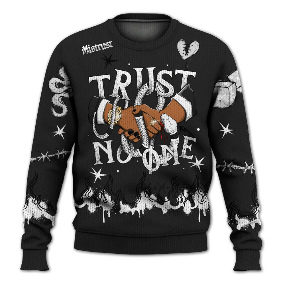 Knitted Sweater To Match Black Cat NET 4s - Trust No One Snake-Bite Doodle Crayon