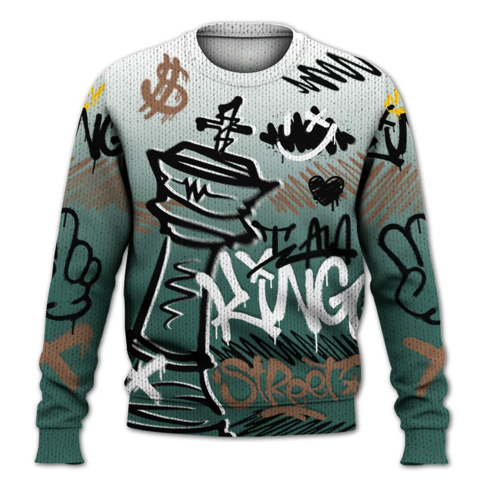 Knitted Sweater To Match Low OG Oxidized Green 1s - Street King Chess Streetwear